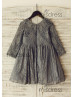 Elbow Sleeves Gray Lace Flower Girl Dress